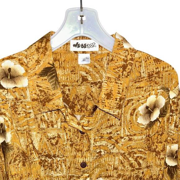 New! We be bop Hibiscus tripe Brown plus size floral tunic top boho y2k 4X - Picture 3 of 11